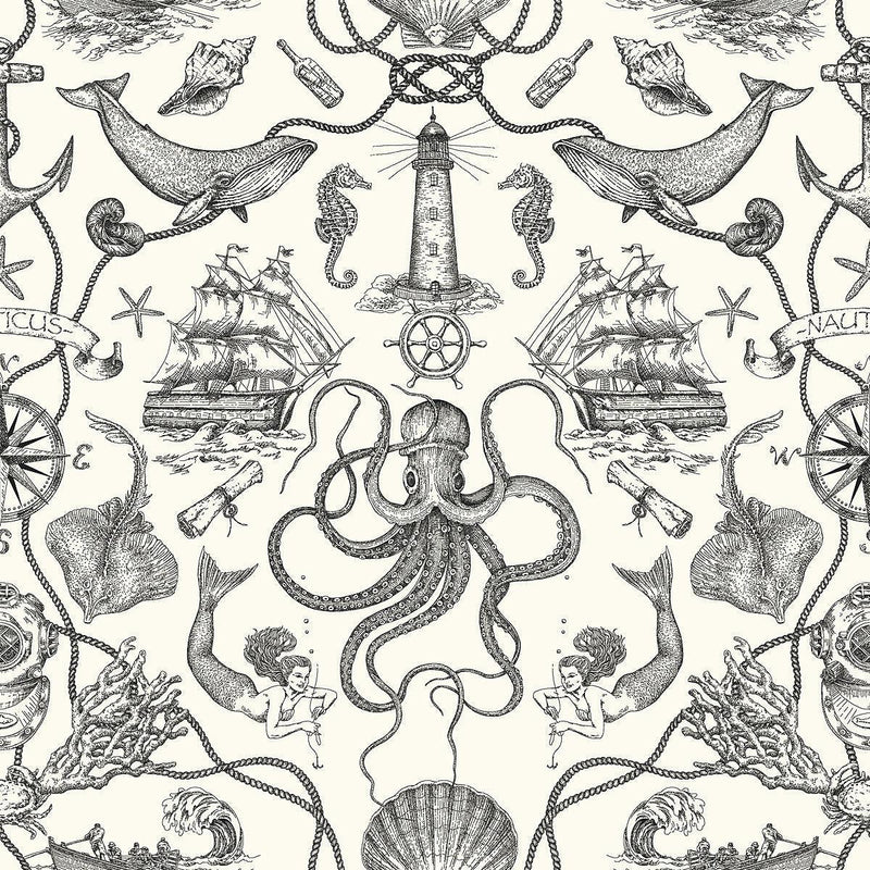 Wallpaper Deep Sea Toile Wallpaper // Black 