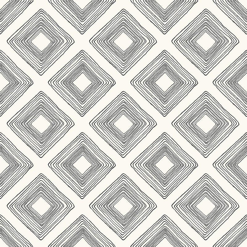 Wallpaper Diamond Sketch Wallpaper Sample // Black & White 8 x 10 