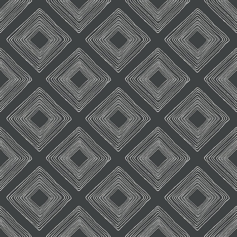 Wallpaper Diamond Sketch Wallpaper Sample // White & Black 8 x 10 