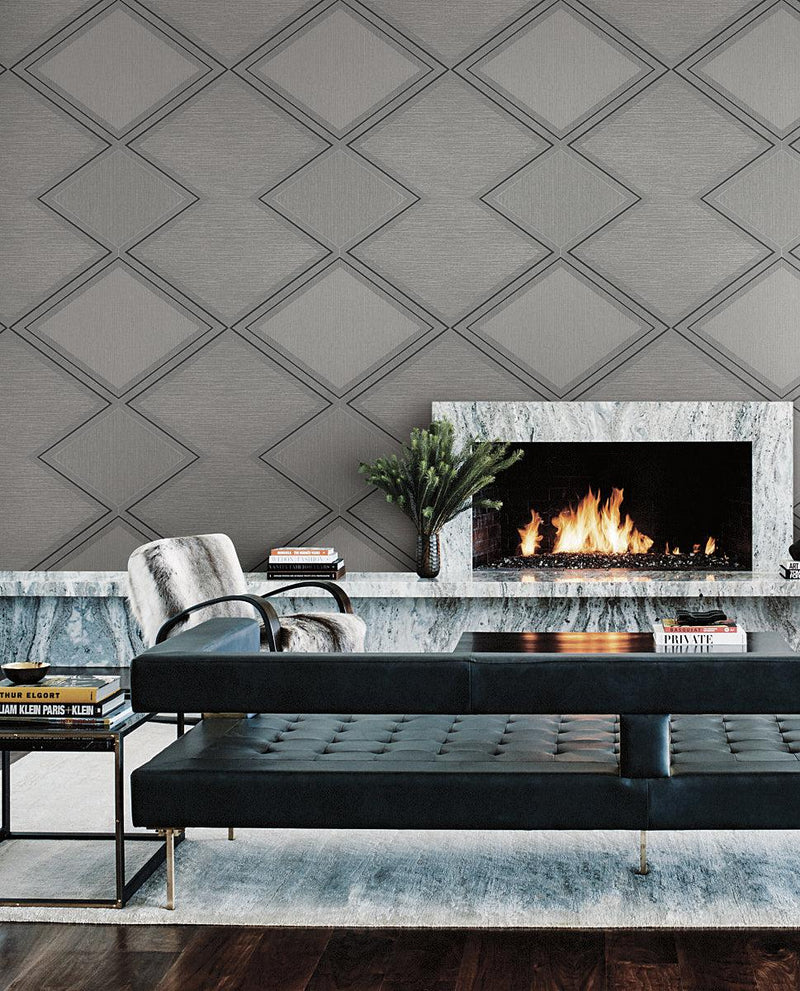 Wallpaper Diamond Twist Wallpaper // Grey & Black 