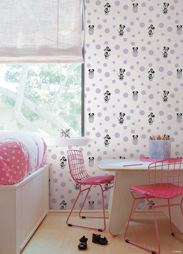 Wallpaper Disney Minnie Mouse Dots Wallpaper // Purple 