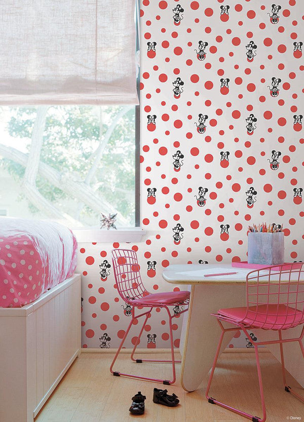 Wallpaper Disney Minnie Mouse Dots Wallpaper // Red 