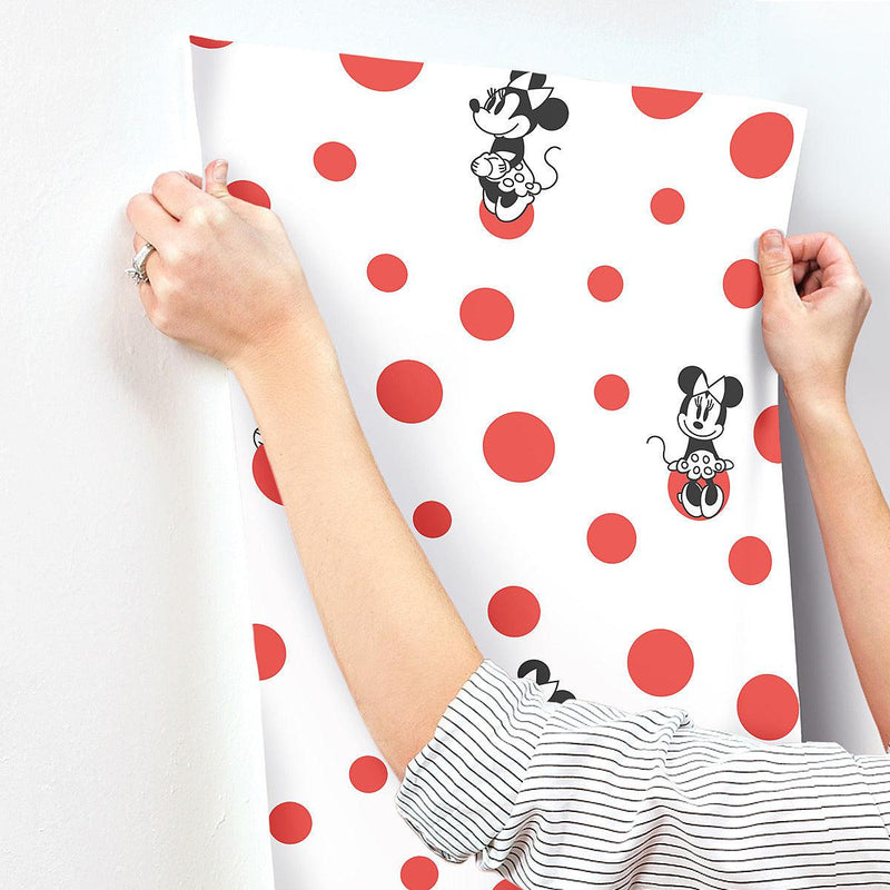 Wallpaper Disney Minnie Mouse Dots Wallpaper // Red 