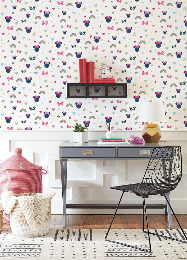 Wallpaper Disney Minnie Mouse Rainbow Wallpaper // Pink 