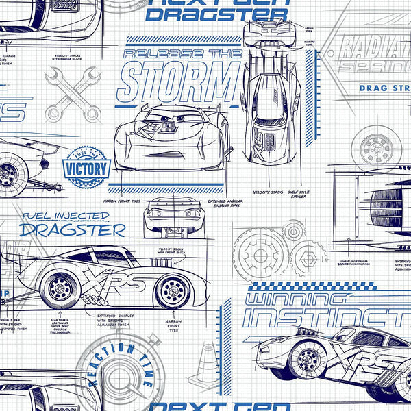 Wallpaper Disney & Pixar Cars Schematic Wallpaper // Blue 