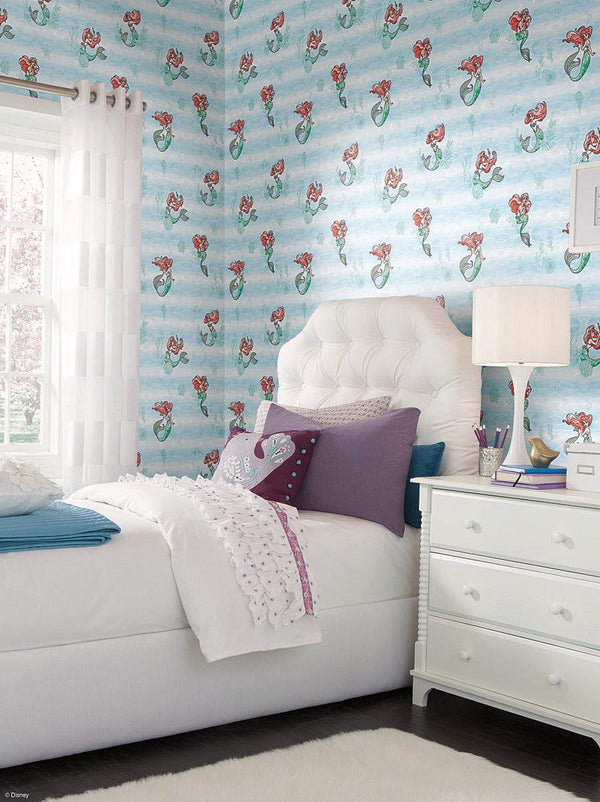 Wallpaper Disney The Little Mermaid Swim Wallpaper // Teal 