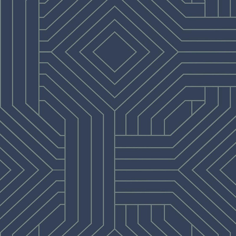 Wallpaper Diverging Diamonds Wallpaper Sample // Navy 8 x 10 