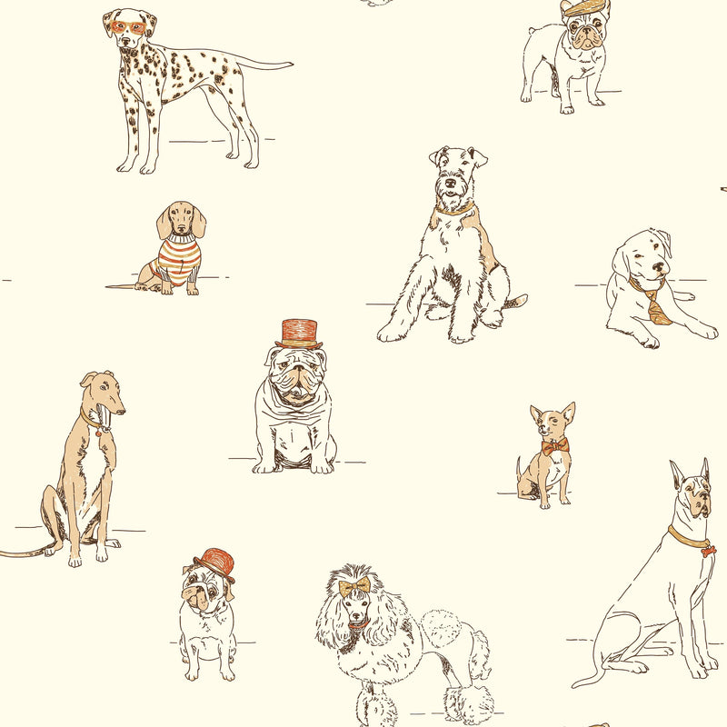 Wallpaper Dog's Life Wallpaper Sample // Orange & Gold Metallic 8 x 10 