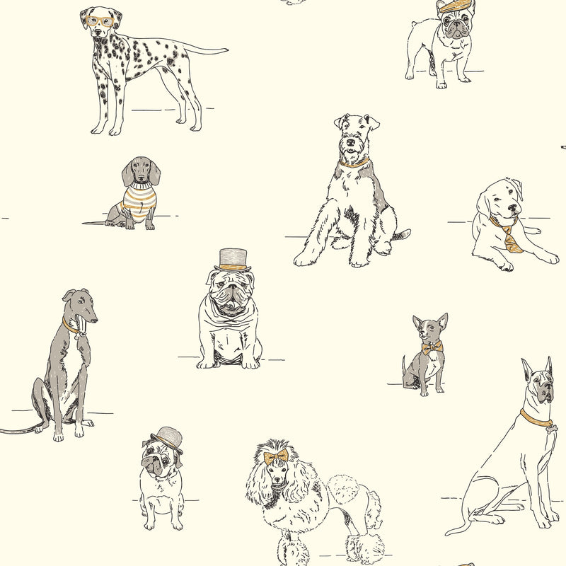 Wallpaper Dog's Life Wallpaper Sample // Silver & Gold Metallic 8 x 10 