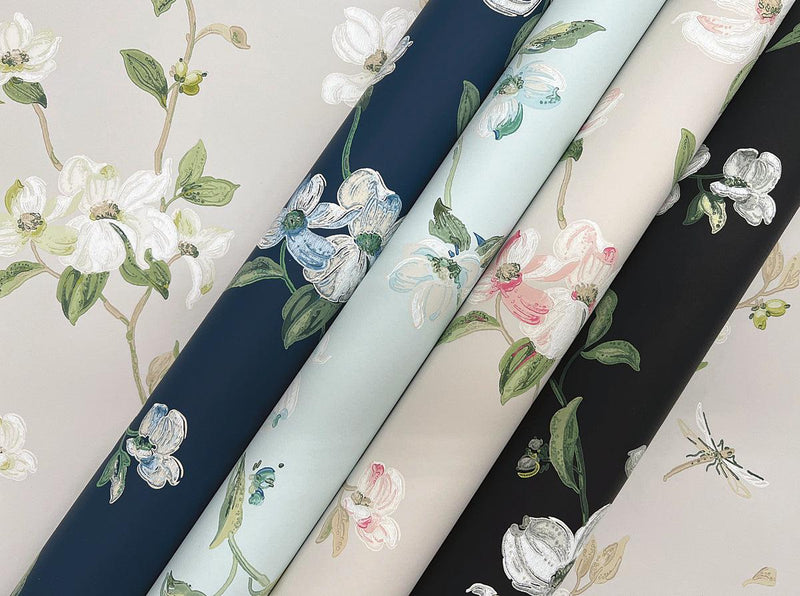 Wallpaper Dogwood Wallpaper // Navy 