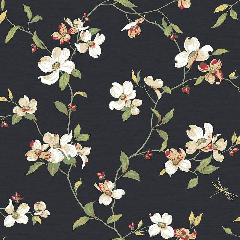 Wallpaper Dogwood Wallpaper Sample // Black 8 x 10 