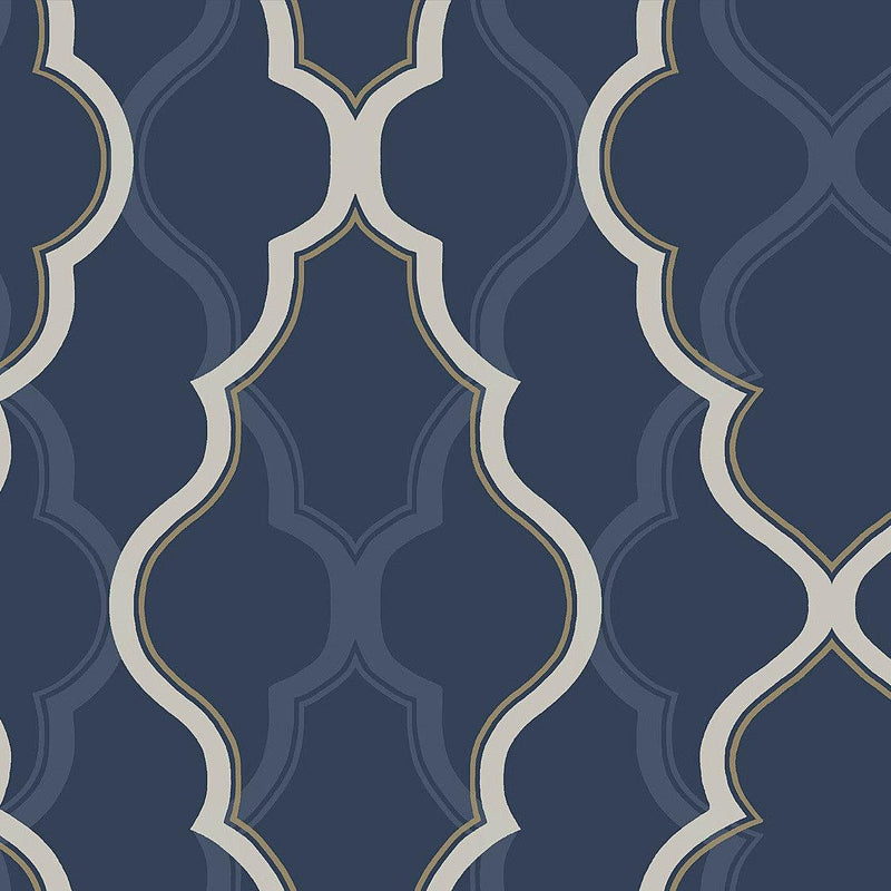 Wallpaper Double Damask Wallpaper Sample // Dark Blue 8 x 10 