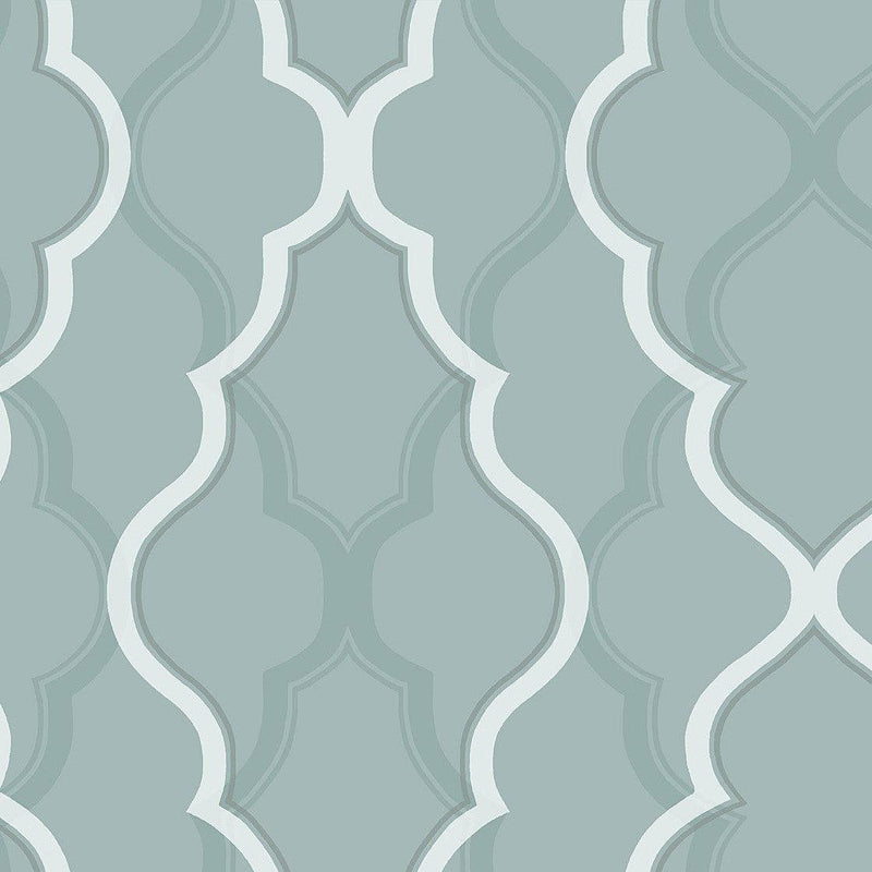Wallpaper Double Damask Wallpaper Sample // Teal 8 x 10 
