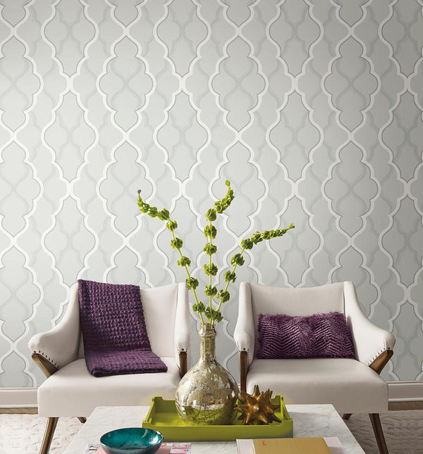 Wallpaper Double Damask Wallpaper // Silver 