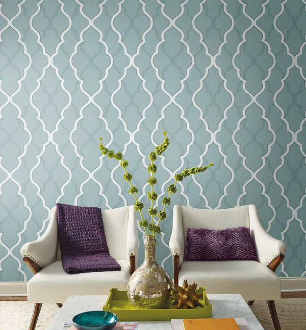 Wallpaper Double Damask Wallpaper // Teal 