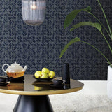 Wallpaper Dynastic Lattice Wallpaper Sample // Navy 8 x 10 