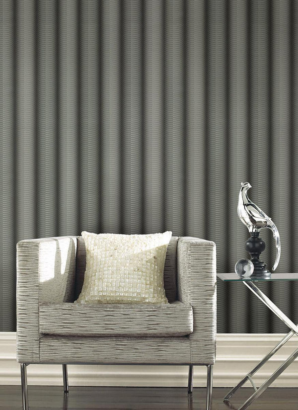 Wallpaper Ebb & Flow Wallpaper // Charcoal Metallic 