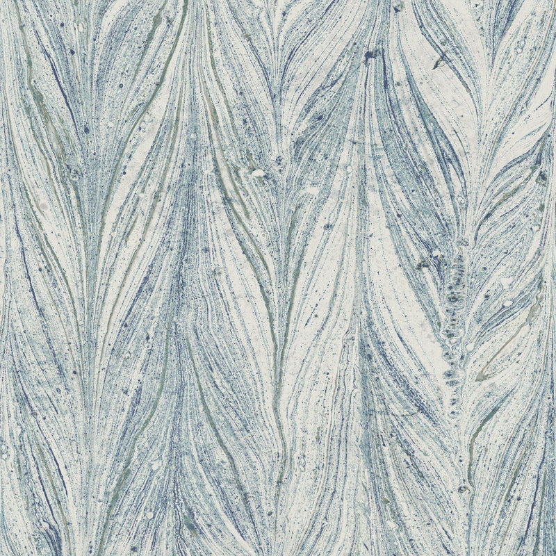 Wallpaper Ebru Marble Wallpaper Sample // Blue Metallic 8 x 10 