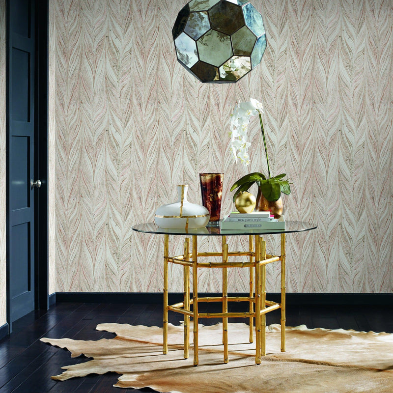 Wallpaper Ebru Marble Wallpaper Sample // Sienna Metallic 8 x 10 