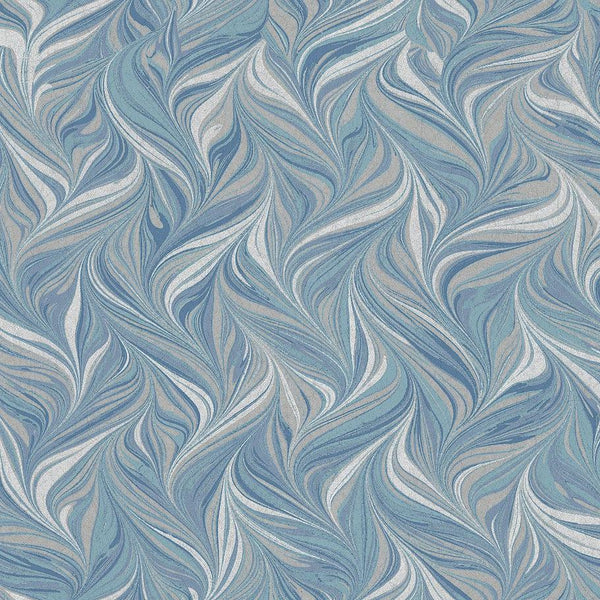 Wallpaper Ebru Swirls Peel & Stick Wallpaper // Blue 