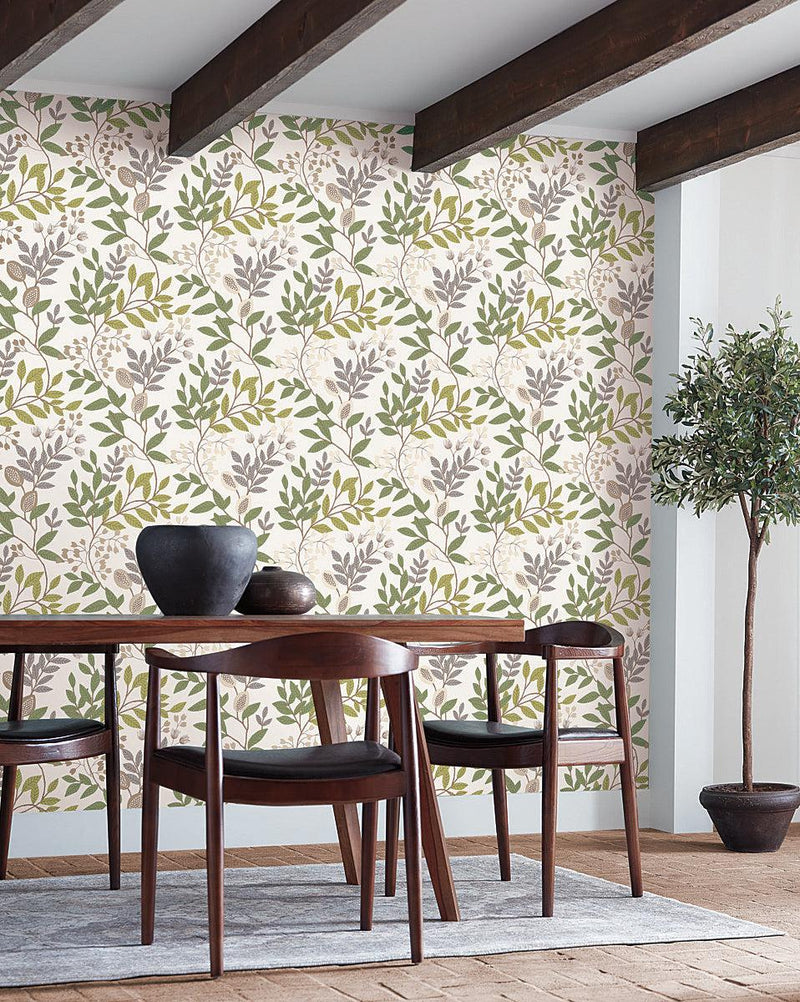 Wallpaper Eden Retreat Wallpaper // Beige & Green 