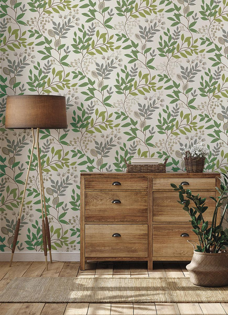 Wallpaper Eden Retreat Wallpaper // Beige & Green 