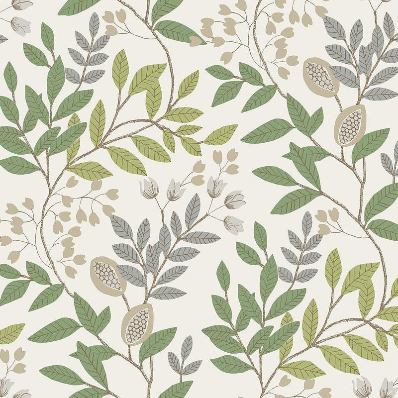 Wallpaper Eden Retreat Wallpaper Sample // Beige & Green 8 x 10 