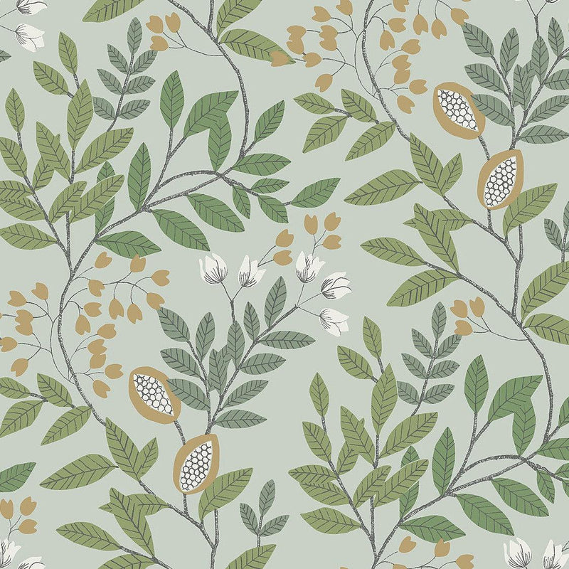Wallpaper Eden Retreat Wallpaper Sample // Green & Gold 8 x 10 