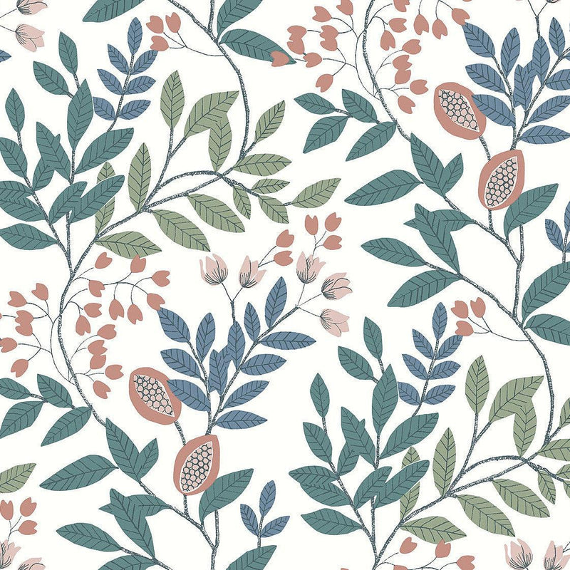 Wallpaper Eden Retreat Wallpaper Sample // Pink & Teal 8 x 10 