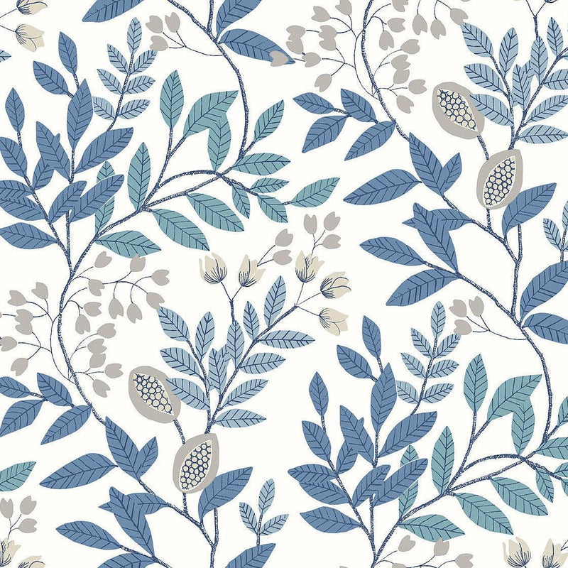 Wallpaper Eden Retreat Wallpaper Sample // White & Blue 8 x 10 