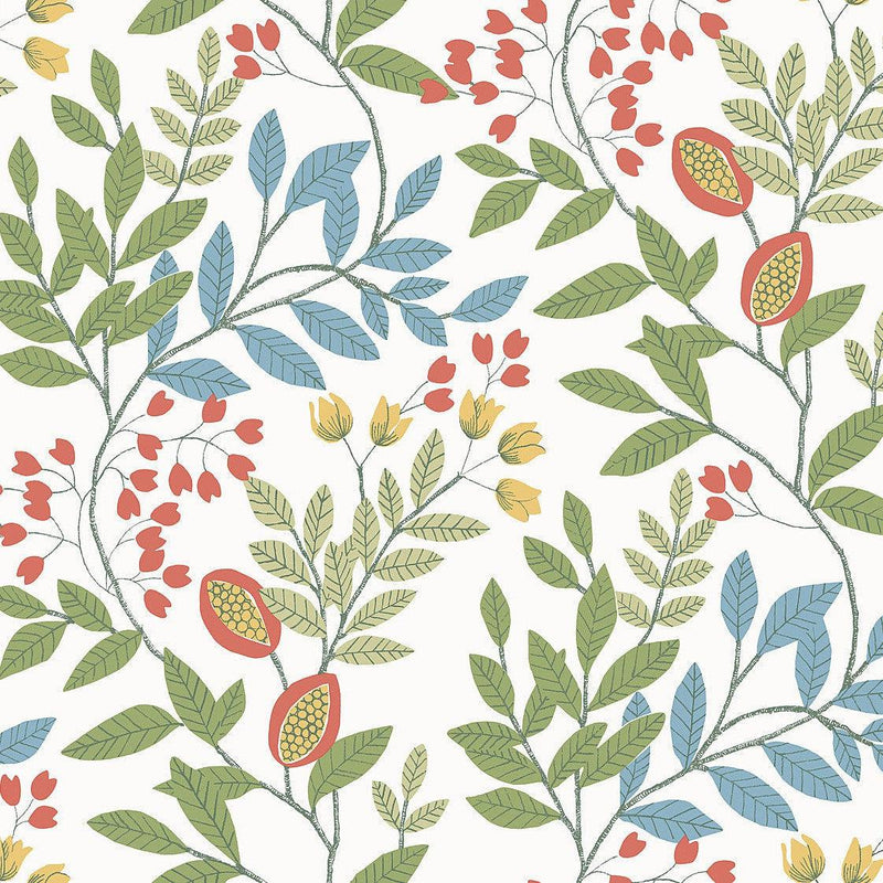Wallpaper Eden Retreat Wallpaper Sample // White & Multi 8 x 10 