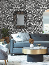 Wallpaper Egret Damask Wallpaper // Black & White 