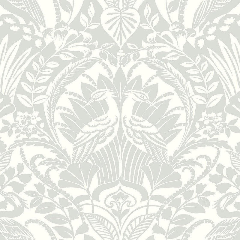 Wallpaper Egret Damask Wallpaper Sample // Green 8 x 10 