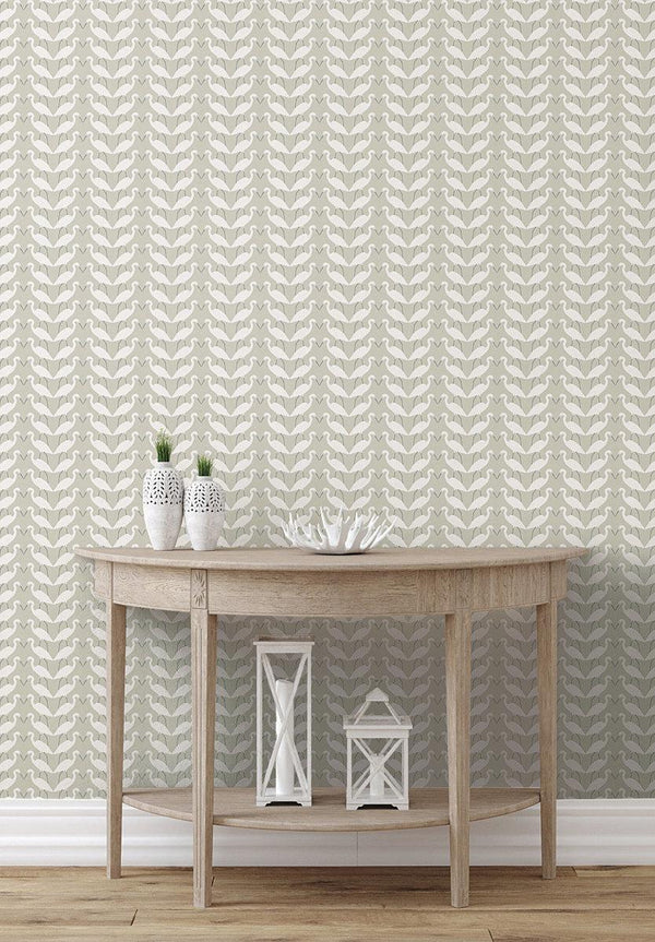 Wallpaper Elegant Birds Peel & Stick Wallpaper // Beige 