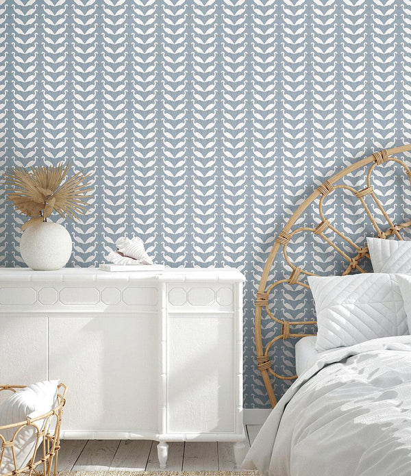 Wallpaper Elegant Birds Peel & Stick Wallpaper // Blue 