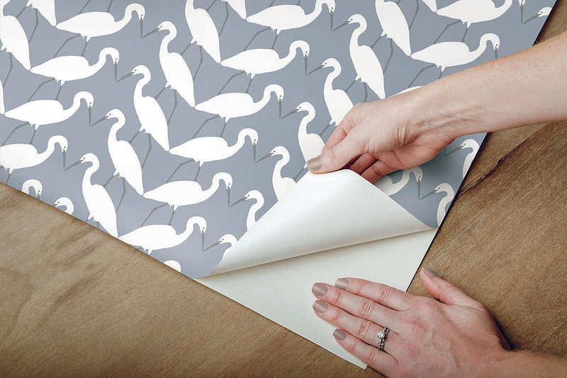 Wallpaper Elegant Birds Peel & Stick Wallpaper // Blue 