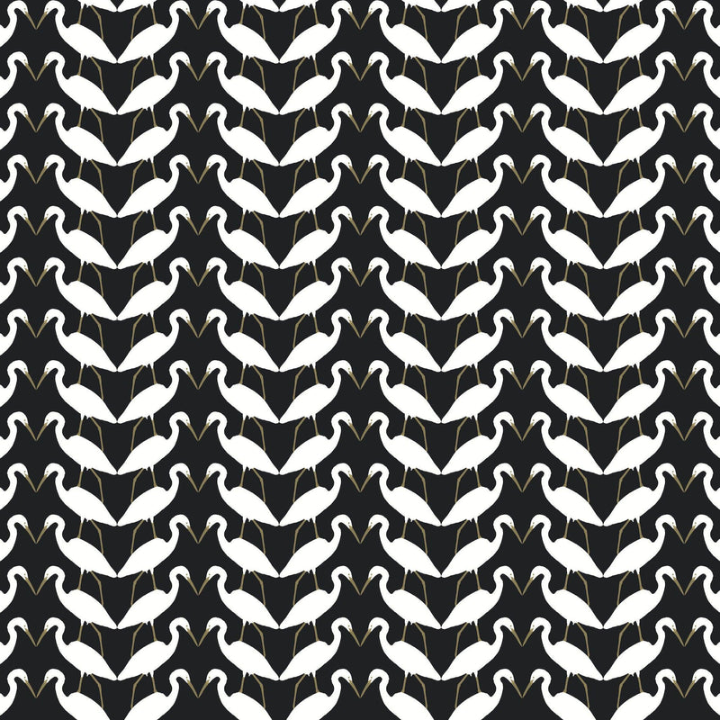 Wallpaper Elegant Birds Peel & Stick Wallpaper Sample // Black & Gold Metallic 8 x 10 
