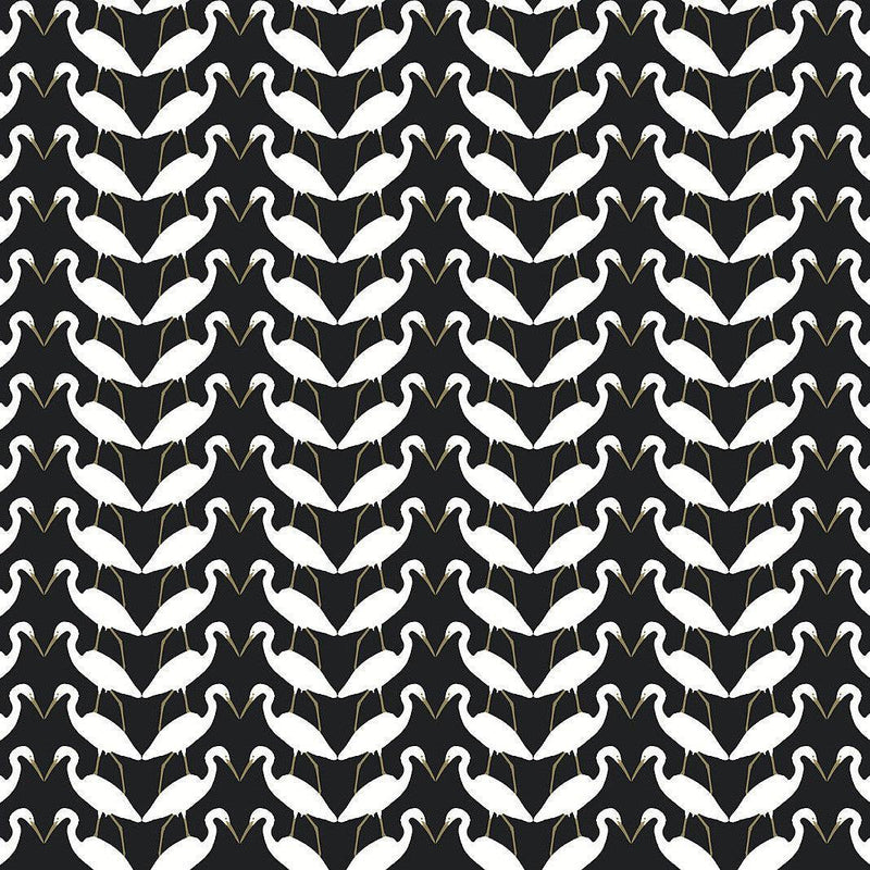 Wallpaper Elegant Birds Peel & Stick Wallpaper Sample // Black & Metallic 8 x 10 