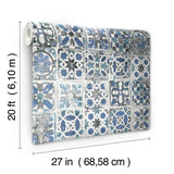 Wallpaper Encaustic Tile Peel & Stick Wallpaper // Blue 