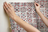 Wallpaper Encaustic Tile Peel & Stick Wallpaper // Red 