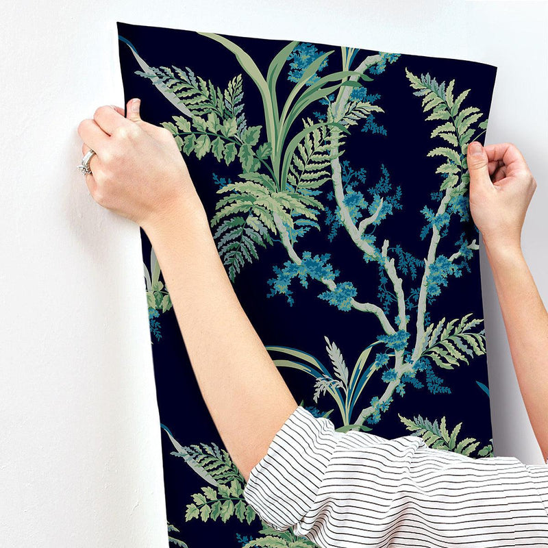 Wallpaper Enchanted Fern Wallpaper // Navy & Green 
