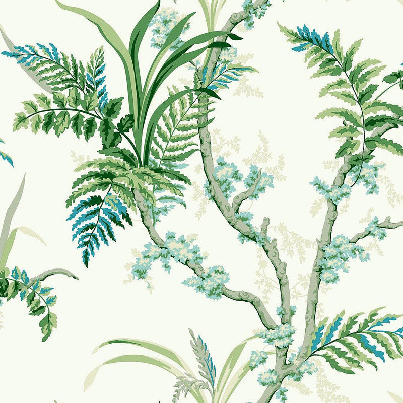 Wallpaper Enchanted Fern Wallpaper Sample // Blue & Green 8 x 10 