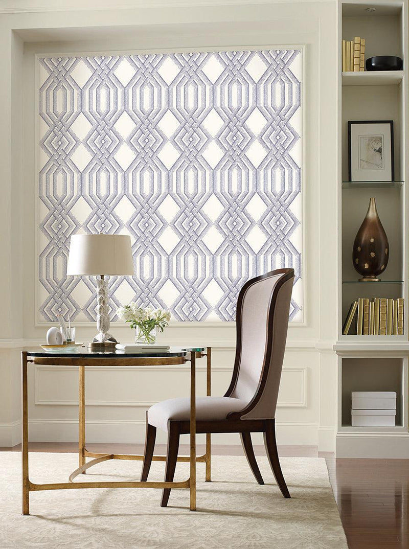 Wallpaper Etched Lattice Wallpaper // Blue 