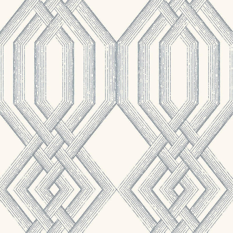 Wallpaper Etched Lattice Wallpaper Sample // Blue 8 x 10 
