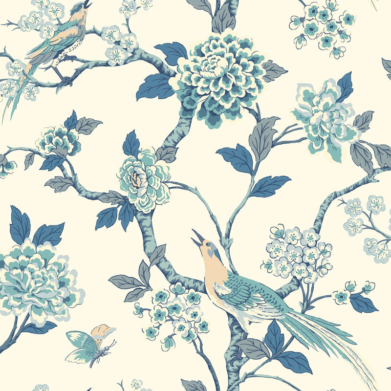 Wallpaper Fanciful Wallpaper Sample // Blue & White 8 x 10 