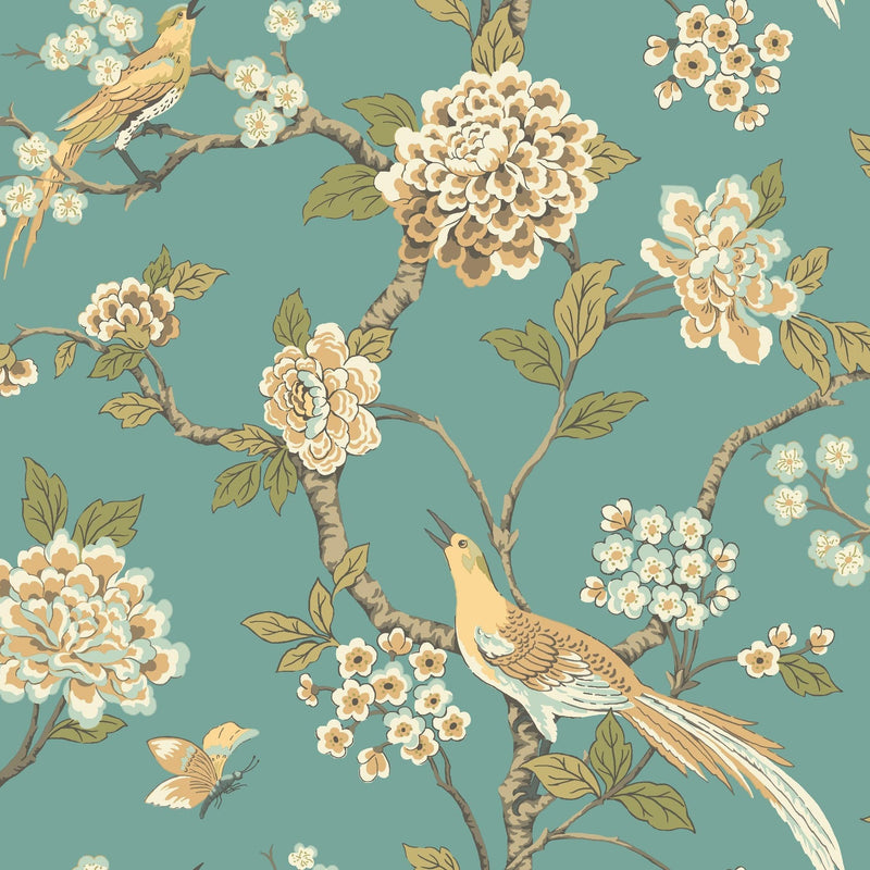 Wallpaper Fanciful Wallpaper Sample // Teal 8 x 10 