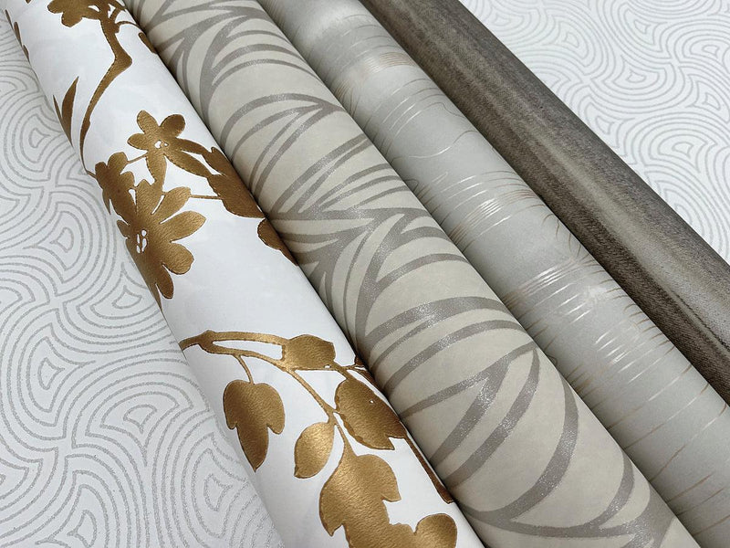 Wallpaper Fantasy Faux Bois Wallpaper // Taupe & Gold 