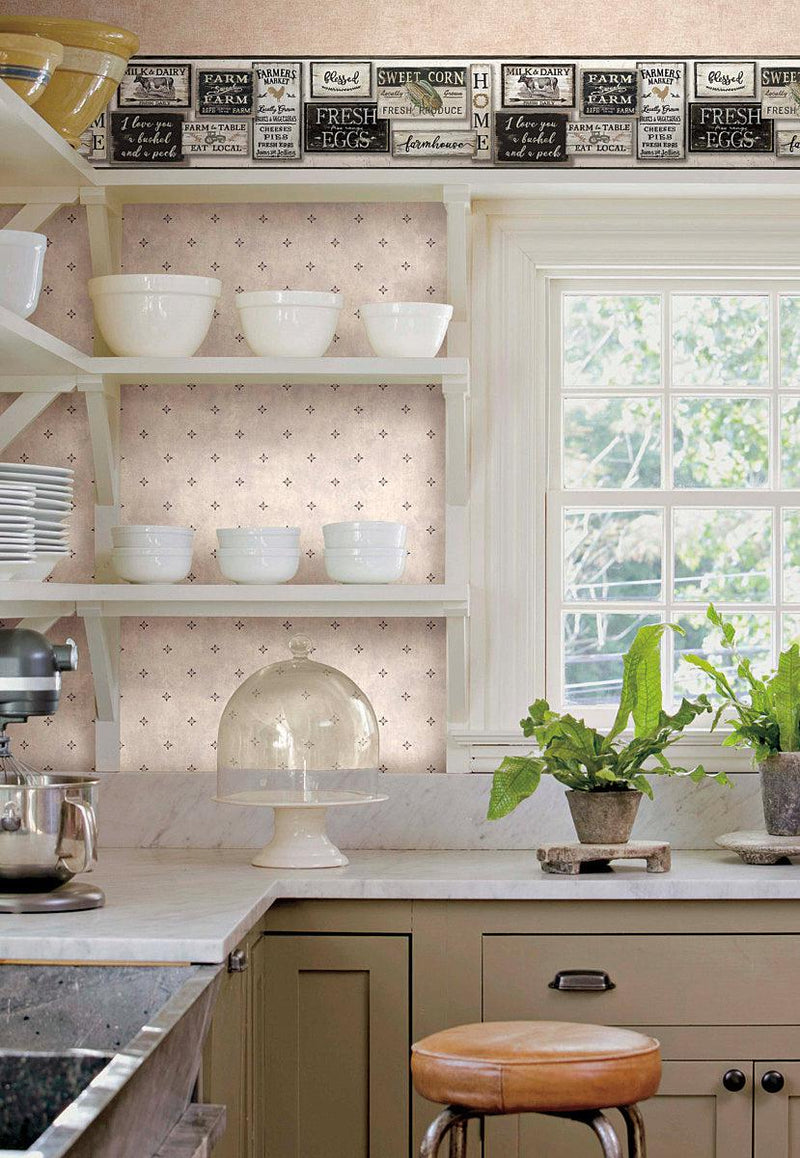 Wallpaper Farm to Table Border Sample // Black 8 x 10 