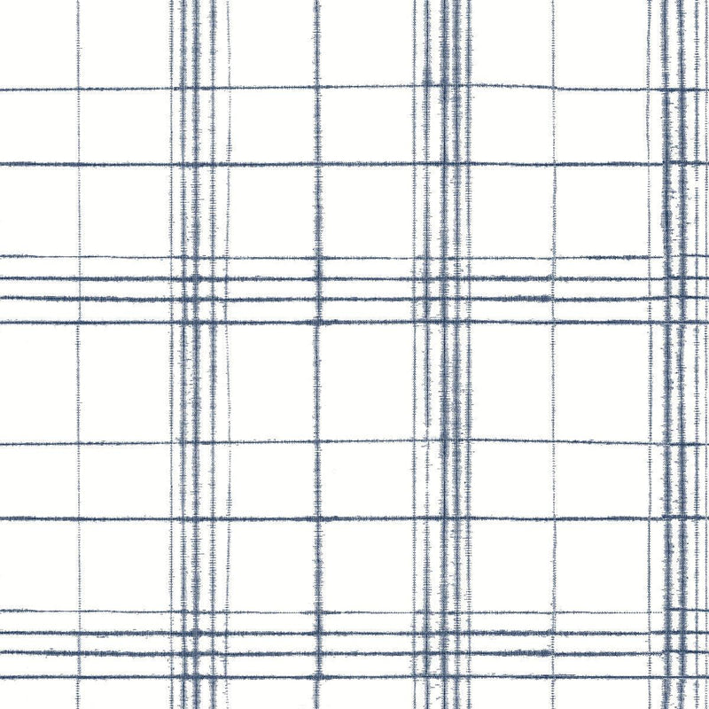 Wallpaper Farmhouse Plaid Wallpaper Sample // Navy & White 8 x 10 
