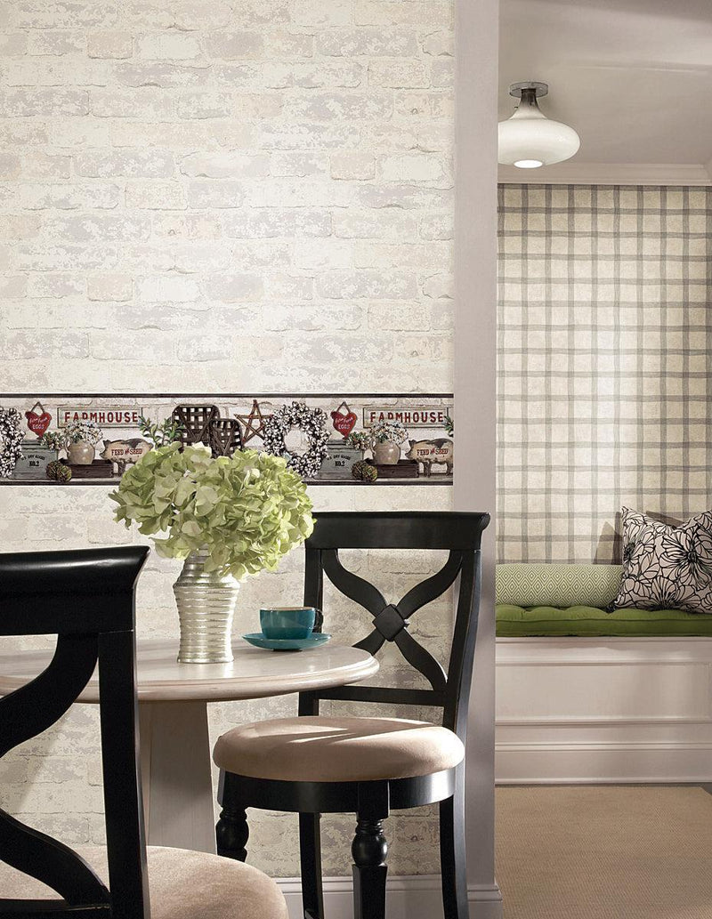 Wallpaper Farmhouse Shelf Border Sample // Black 8 x 10 